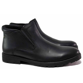 Черни мъжки боти, естествена кожа - ежедневни обувки за есента и зимата N 100019026