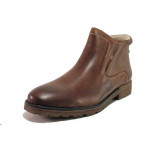 Кафяви мъжки боти, естествена кожа - всекидневни обувки за есента и зимата N 100019027
