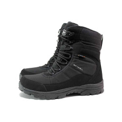 Черни мъжки боти, текстилна материя - всекидневни обувки за есента и зимата N 100020872