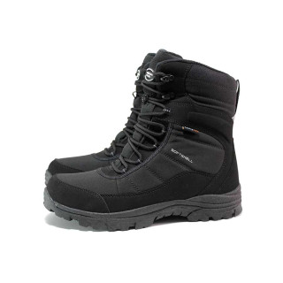 Черни мъжки боти, текстилна материя - ежедневни обувки за есента и зимата N 100019120