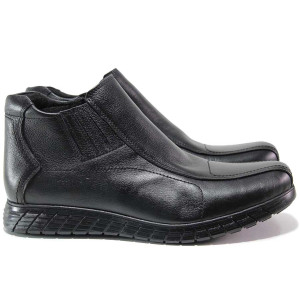 Черни анатомични мъжки боти, естествена кожа - ежедневни обувки за есента и зимата N 100019117