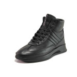 Черни мъжки боти, естествена кожа - ежедневни обувки за есента и зимата N 100019141