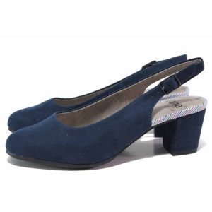 Тъмносини дамски обувки със среден ток, качествен еко-велур - всекидневни обувки за пролетта и лятото N 100017976