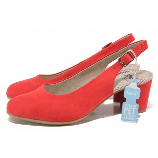 Червени дамски обувки със среден ток, качествен еко-велур - всекидневни обувки за пролетта и лятото N 100017978
