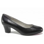 Черни дамски обувки със среден ток, естествена кожа - ежедневни обувки за пролетта и лятото N 100017981