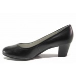 Черни дамски обувки със среден ток, естествена кожа - ежедневни обувки за пролетта и лятото N 100017981