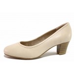 Бежови дамски обувки със среден ток, естествена кожа - всекидневни обувки за пролетта и лятото N 100017982