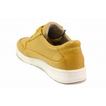 Жълти дамски обувки с равна подметка, естествена кожа - спортни обувки за пролетта и лятото N 100017983