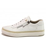 Бели спортни дамски обувки, естествена кожа - ежедневни обувки за пролетта и лятото N 100017985