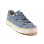 Сини спортни дамски обувки, естествена кожа - всекидневни обувки за пролетта и лятото N 100017986