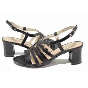 Черни анатомични дамски сандали, естествена кожа - ежедневни обувки за пролетта и лятото N 100018001