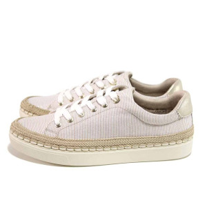 Бежови анатомични дамски кецове, текстилна материя - ежедневни обувки за пролетта и лятото N 100018004