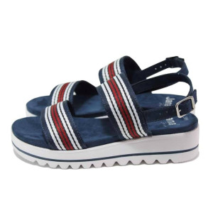 Тъмносини дамски сандали, текстилна материя - ежедневни обувки за пролетта и лятото N 100018003