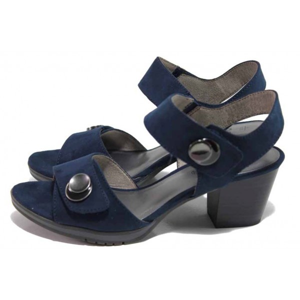 Тъмносини дамски сандали, качествен еко-велур - ежедневни обувки за пролетта и лятото N 100018002