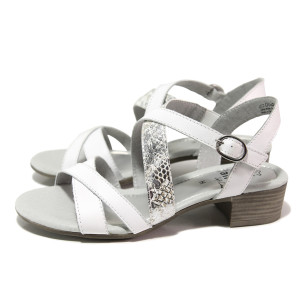 Бели дамски сандали, естествена кожа - ежедневни обувки за пролетта и лятото N 100018006