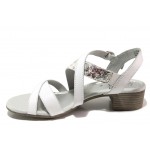 Бели дамски сандали, естествена кожа - ежедневни обувки за пролетта и лятото N 100018006
