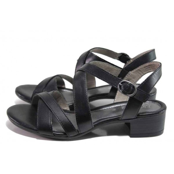 Черни анатомични дамски сандали, естествена кожа - ежедневни обувки за пролетта и лятото N 100018007