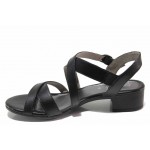 Черни анатомични дамски сандали, естествена кожа - ежедневни обувки за пролетта и лятото N 100018007