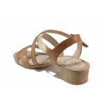 Кафяви анатомични дамски сандали, естествена кожа - ежедневни обувки за пролетта и лятото N 100018008