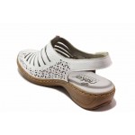 Бели дамски обувки с равна подметка, естествена кожа - всекидневни обувки за пролетта и лятото N 100018023