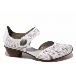 Бели дамски обувки със среден ток, естествена кожа - всекидневни обувки за пролетта и лятото N 100018022