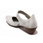 Бели дамски обувки със среден ток, естествена кожа - всекидневни обувки за пролетта и лятото N 100018022