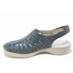 Сини дамски обувки с равна подметка, естествена кожа - всекидневни обувки за пролетта и лятото N 100018053