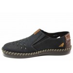Тъмносини анатомични мъжки обувки, естествена кожа - всекидневни обувки за пролетта и лятото N 100018069
