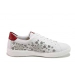 Бели спортни дамски обувки, естествена кожа - спортни обувки за пролетта и лятото N 100018110