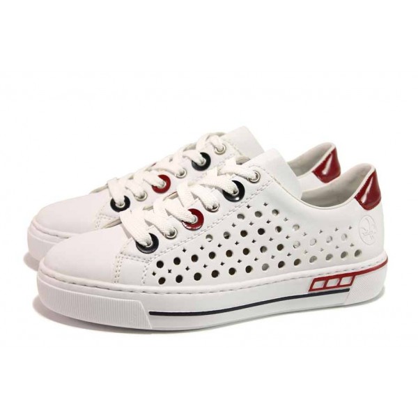Бели спортни дамски обувки, здрава еко-кожа - спортни обувки за пролетта и лятото N 100018108