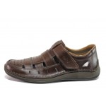 Кафяви мъжки обувки, естествена кожа - ежедневни обувки за пролетта и лятото N 100018111