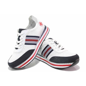 Бели спортни дамски обувки, здрава еко-кожа - спортни обувки за пролетта и лятото N 100018109