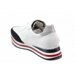 Бели спортни дамски обувки, здрава еко-кожа - спортни обувки за пролетта и лятото N 100018109