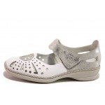 Бели дамски обувки с равна подметка, естествена кожа - ежедневни обувки за пролетта и лятото N 100018120