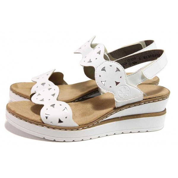Бели дамски сандали, здрава еко-кожа - ежедневни обувки за пролетта и лятото N 100018119
