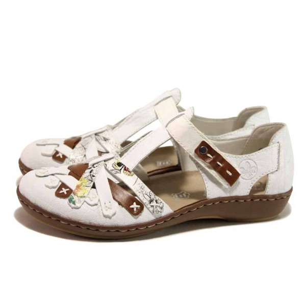 Бели дамски обувки с равна подметка, естествена кожа - ежедневни обувки за пролетта и лятото N 100018122