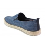 Тъмносини мъжки обувки, текстилна материя - ежедневни обувки за пролетта и лятото N 100018146