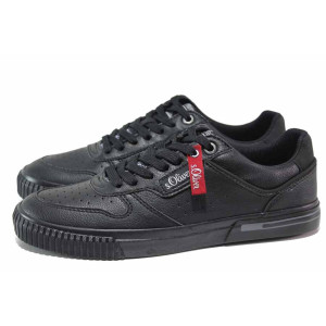 Черни анатомични мъжки спортни обувки, здрава еко-кожа - спортни обувки за пролетта и лятото N 100018153