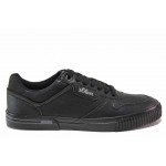 Черни анатомични мъжки спортни обувки, здрава еко-кожа - спортни обувки за пролетта и лятото N 100018153