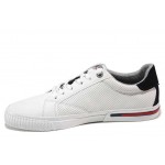 Бели мъжки спортни обувки, здрава еко-кожа - спортни кецове за пролетта и лятото N 100018160