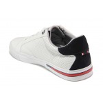 Бели мъжки спортни обувки, здрава еко-кожа - спортни кецове за пролетта и лятото N 100018160