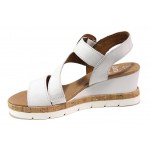 Бели дамски сандали, естествена кожа - всекидневни обувки за пролетта и лятото N 100018168