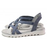 Сини дамски сандали, еко-кожа и текстилна материя - всекидневни обувки за пролетта и лятото N 100018166