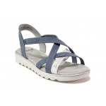 Сини дамски сандали, еко-кожа и текстилна материя - всекидневни обувки за пролетта и лятото N 100018166