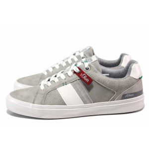 Сиви мъжки спортни обувки, здрава еко-кожа - спортни кецове за пролетта и лятото N 100018161