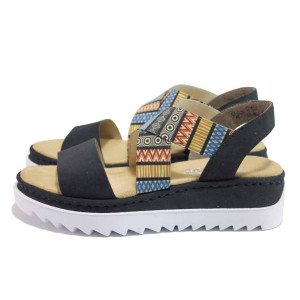 Сини дамски сандали, здрава еко-кожа - ежедневни обувки за пролетта и лятото N 100018171