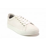 Бели дамски кецове, здрава еко-кожа - спортни обувки за пролетта и лятото N 100018180