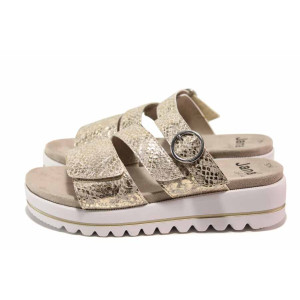 Жълти дамски чехли, здрава еко-кожа - ежедневни обувки за пролетта и лятото N 100018183