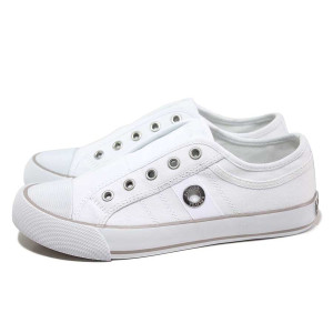 Бели дамски кецове, текстилна материя - спортни обувки за пролетта и лятото N 100018179