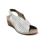 Бели дамски сандали, естествена кожа - ежедневни обувки за пролетта и лятото N 100018194